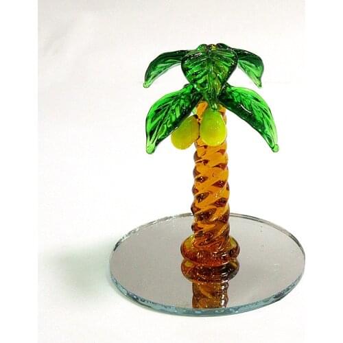 Handmade glass coconut tree ornament and reflective lens match design Hawaiian style home table top decoration charm accessorie