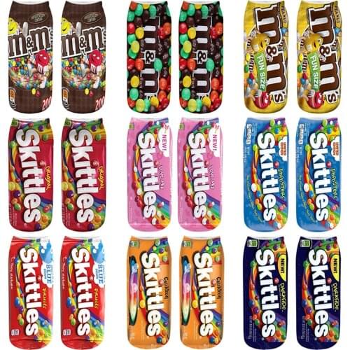 Cotton Short Socks Women Summer 3D Printing Food Chips Snacks Breathable Low Socks For Men Gift Pair Of Ankle Socks Design Cool