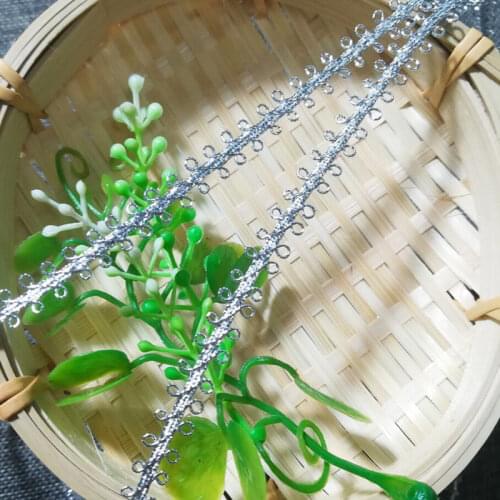 1Yards Latest Gold Lace Fabric Guipure Lace Ribbon 0.9cm Sewing Trimmings Silver Lace Curtain Ribbons Christmas Decoration FR13