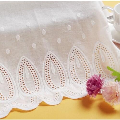2Yds/lot Extra wide White embroidered lace Cotton material width 27cm Home clothes Curtains sewing lace materials AC310