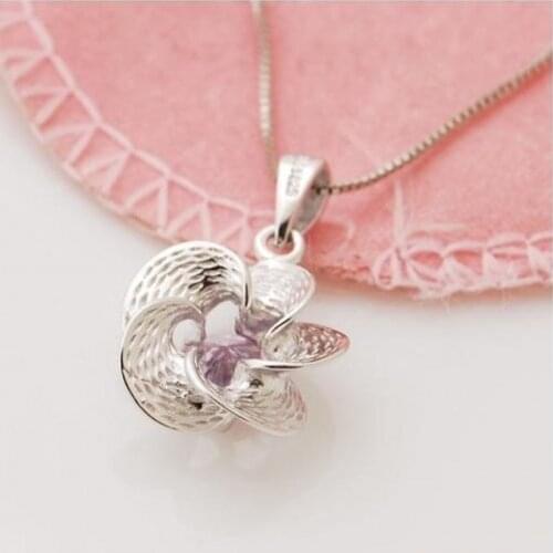 2021 new high quality purple flower-shaped zircon pendant S925 silver necklace suitable for couple gifts