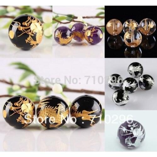 30bead/pack Dragon Carved Stone beads 12mm Agates,Lapis,Aventurine,Clear quartz,Tiger eye Hand Craved Dragon Stone Jwelry beads