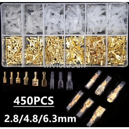450PCS 2.8/4.8/6.3mm Crimp Terminals Insulated Seal Electrical Wire Connectors Crimp Terminal Connector Assortment Kit