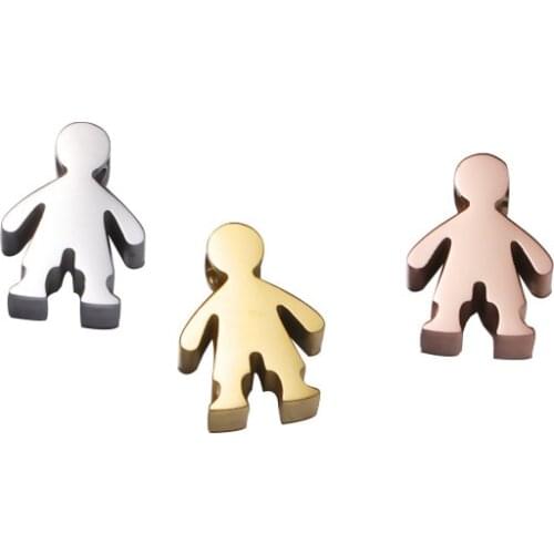 5pcs/lot Charms Little Boy Stainless Steel Gold Pendants Jewelry Making Necklace Bracelet Anklet DIY Handmade Craft Women Gifts