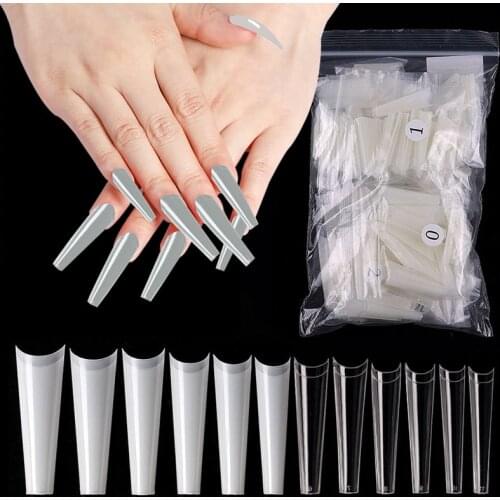 504Pcs/Bag XXL Super Long Half French Nail Tips Artificial Ballerina Clear/Natural/ False Coffin Nails Art Tips Manicure Tools
