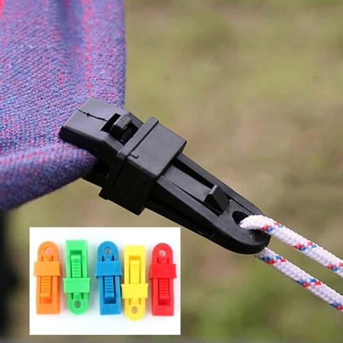 AIJJU 4Pcs 8.5cm Wind Rope Clamp Awning Pull point Clip Camping Tent Crocodile Clamp Fastened Buckle Hook Tent Accessories