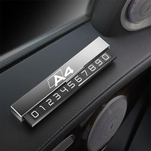 For Audi A4 A3 A6 A7 A8 A1A5 Q5 Q7 Q3 Aluminum Alloy Temporary Parking Card Holder Magnetic Hide Mobile Phone Number Plate Card