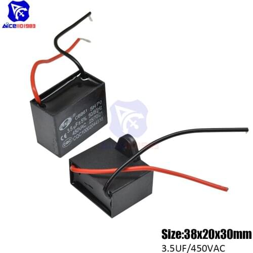 Diymore CBB61 AC 450V 3.5μF±5% Capacitance 50/60Hz 2 Wires Running Capacitor for Air Conditioner Fan Motor