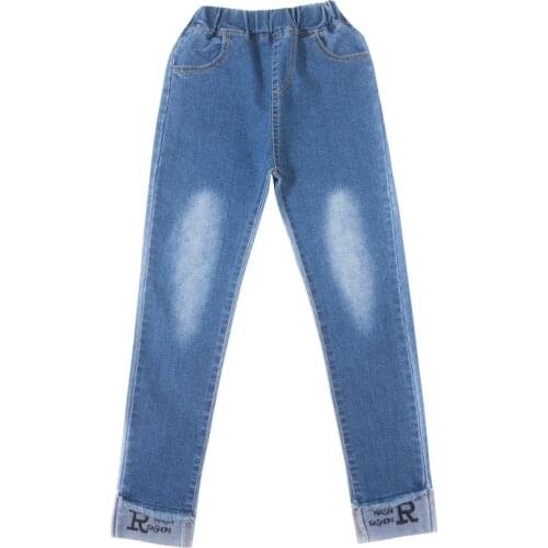 Girls Jeans Stretch Slim Autumn New Childrens Embroidered Trousers Foreign Baby Girls Clothes 4 5 6 7 8 9 10 12 Year Old