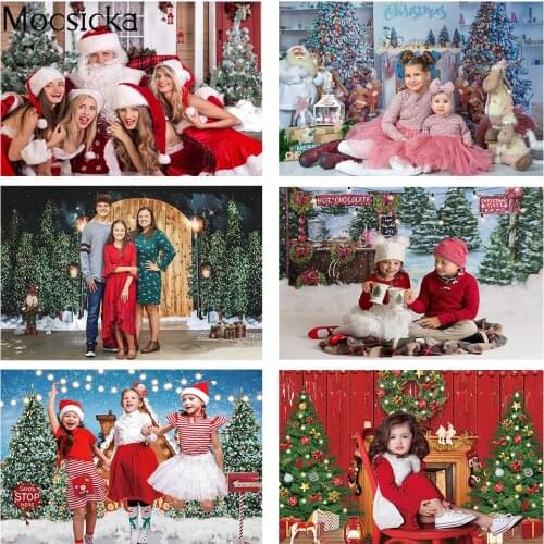 Winter Christmas Fireplace Portrait Photography Backdrop Snow Window Cake Smash Background Christmas Trees Merry Xmas Photocall