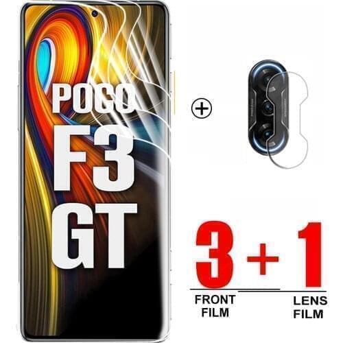 3PCS Hydrogel Film+1PCS Lens Film for Xiaomi Poco F3 GT Screen Protector For Mi Poco X3 GT M3 Pro safety film not glass