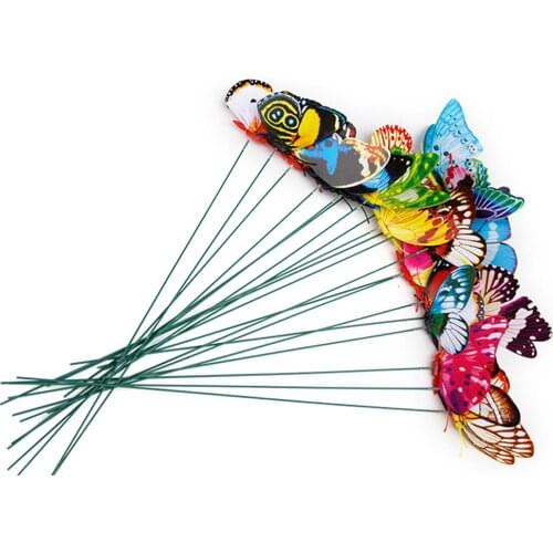 10pcs Artificial Butterfly Garden Decorations Simulation Butterfly Stakes Yard Plant Lawn Decor Fake Butterfly Random Color
