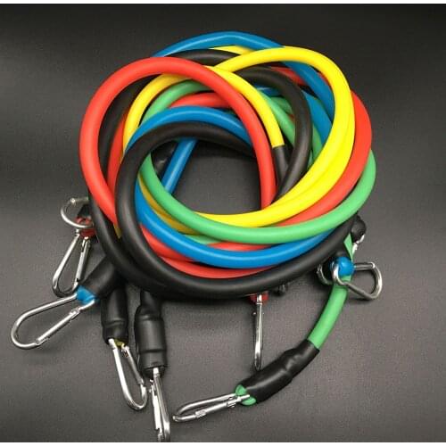 11Pcs/Set Resistance Bands 125cm Yoga Exercise Fitness Band Rubber Loop Tube Bands Gym Door Anchor Ankle Straps with Bag Kit Set