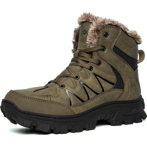 Mens Warm Winter Ankle Boots Lace Up Shoes Snow Climb Waterproof Combat Thicken Desert Shoes Army 2Colors Plus Size 40-48