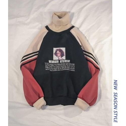 2020 mens with plush and thickened Korean version loose fall winter high collar coat