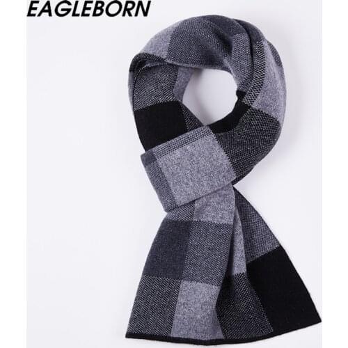 Men Winter Scarf Square Plaid Black Gray Wool Scarf Men Warm Cashmere Fashion High-quality Scarf Husband Gift Middle-aged Scarfs