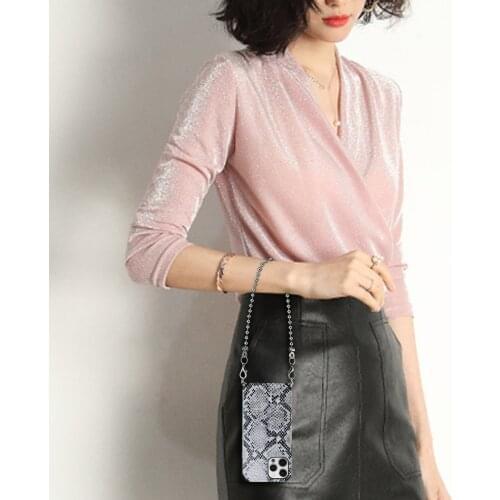 New Snakeskin Pattern TPU Phone Case For iPhone 11 iPhone 12 Pro Max Mini Handbag Chain Luxury Strap Soft Silicone Lanyard Cover