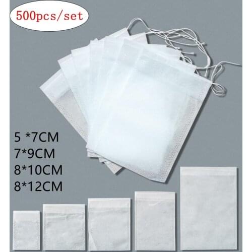 500Pc/set Disposable Food Grade Non-woven Tea Bag Seasoning Bag Empty Scented Tea Bags With String Heal Seal Filter for Tea