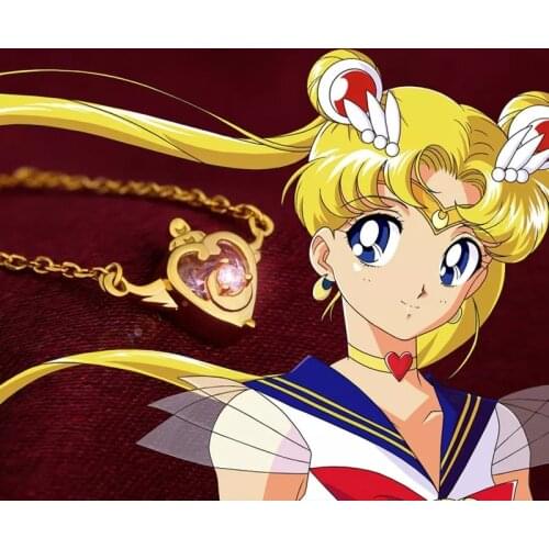 Japan Anime Sailor Tsukino Usagi S925 Sterling Silver Heart Pendant Necklace For Cosplay Jewelry Women Couple Birthday Gifts