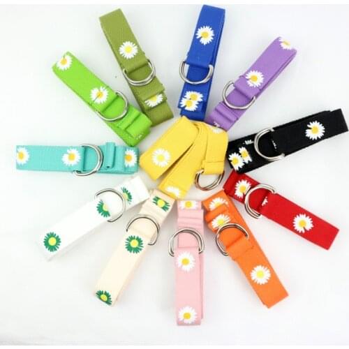 2020 New Korean Version of the Small Daisy Unisex Canvas Double-ring Buckle Belt Tide Brand Wild Belt Ladies Jeans Belt