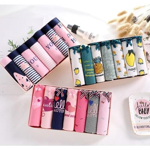 7pcs/lot Panties Women Underwear Cotton Briefs Sexy Panties Lingeries Cueca Calcinhas Shorts Underpants Girls Cute Panty Ladies