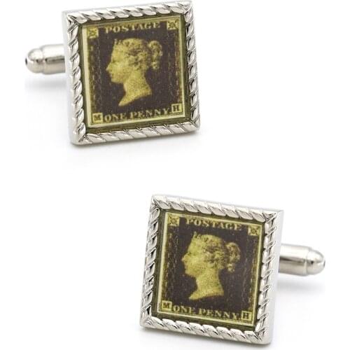 Good Quality Pure Copper Retro Style Stamp Cufflinks Mens French Shirt Button Square British Woman Queen Shape Luxury Jewelry