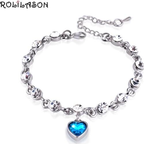 Clover blue tourmaline blue bracelet fashion temperament silver plated heart Noble luxury bracelet TB1175