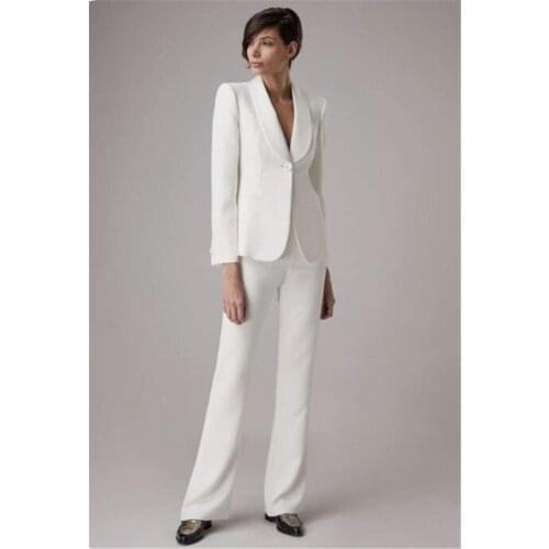 Ivory One Button Womens Suit 2 Pieces Set Autumn Office Wear Jacket Pants with Suit Ladies Trousers and Jacket Set Custom Made