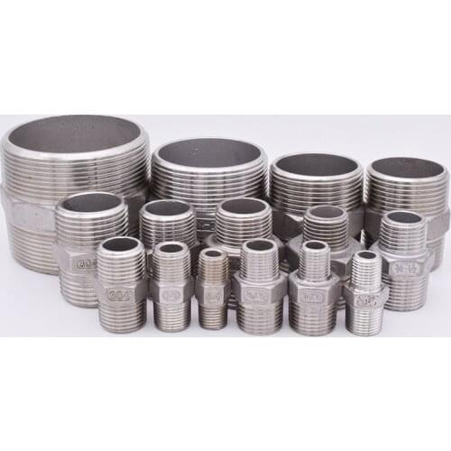 1/8" 1/4" 3/8" 1/2" 3/4" 1" 1-1/4" 1-1/2" BSP Male to Male Thread Hex Nipple Threaded Reducer Pipe Fitting Stainless Steel 304