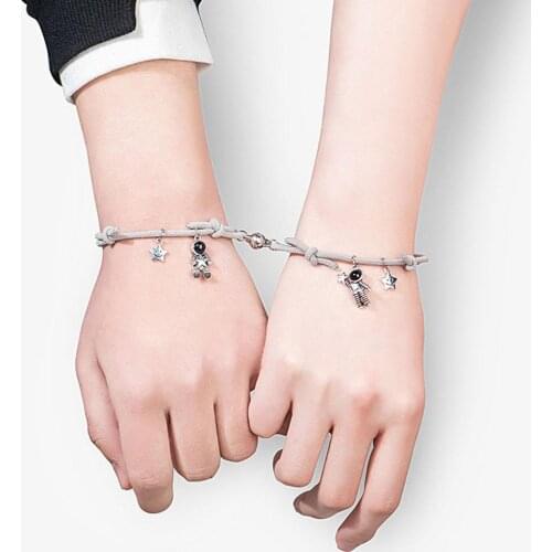 1 Pair Magnet Bracelets Star Astronaut Bracelet Couple Fashion Bracelet Valentines Day Jewelry Gift Unisex