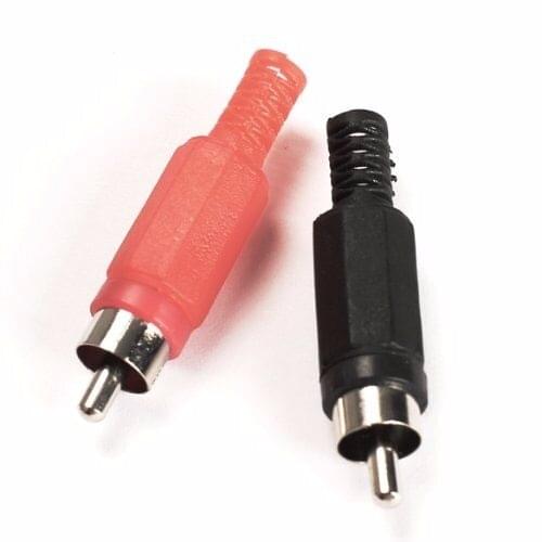 100 pcs RCA Plug Solder Type Audio Cable Connector Red and black