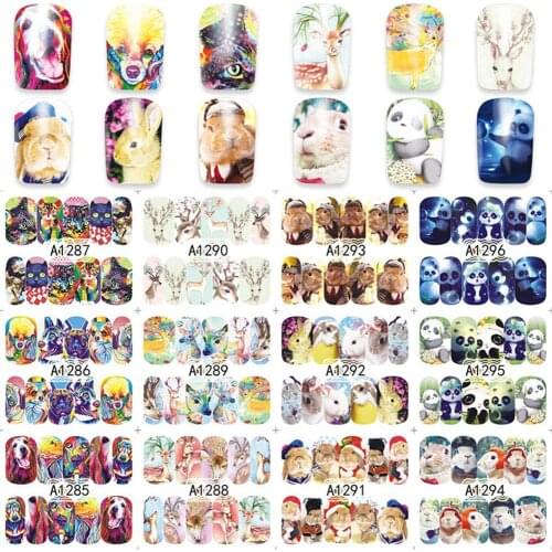 12Sheets Animal Flower Dreamcatcher Nail Sticker Non Toxic Self Adhesive Decor Designed with colorful little animal/flower