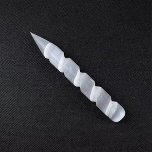 15cm Natural Selenite Lamp Carved Pyramid Tower Healing Crystal Wand Heart Palm Stone Wicca Decor Point White Plate Gift 1pc