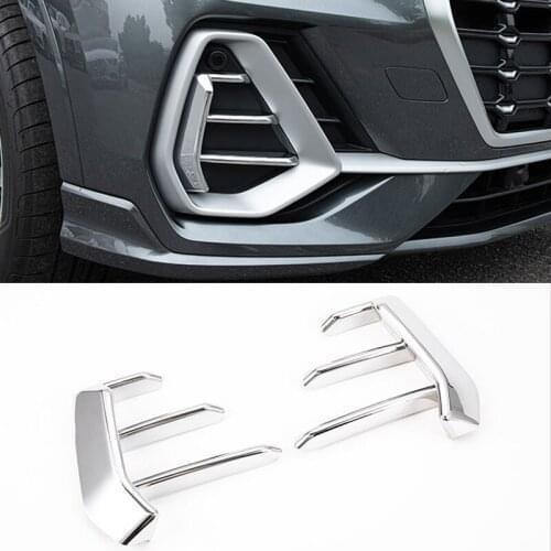 ABS Chrome Car Front Foglight Headlight Fog Lamp Frame Cover Trim Sticker For Audi Q3 F3 2019 2020 Car Styling Accessories 2pcs