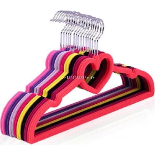 200pcs Non Slip Hanger Premium Flocked Heart-Shaped Velvet Clothes Hangers Space-Saving Free Shipping