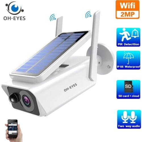 2MP Wifi CCTV Security Camera Solar Power Outdoor Waterproof Two Way Audio Wireless Video Surveillance Camera System Solar 1080P