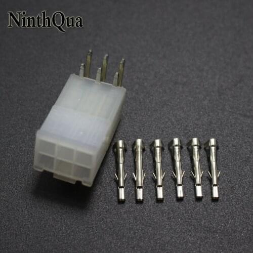 50sets 5557 5569 6P Bend Pin Wire Terminals Electrical Connector 4.2mm 6Pin Right Angle Plug jack for Car Auto PC ATX