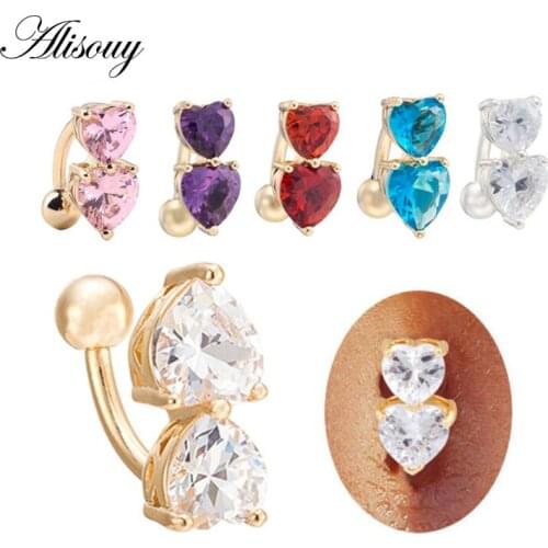 Alisouy 1 PCS Sexy Women Navel Belly Button Ring Barbell Rhinestone Crystal Ball Piercing Body Jewelry Navel Piercing Rings