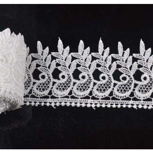 Free Shipping 1yards 9cm Width white Inelastic Lace Trim Embroidered Lace Applique Deacoration Material Lace Sewing Trims cp1619