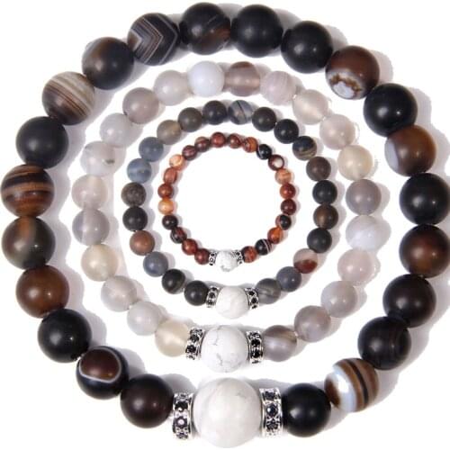 Natural Genuine agates gem stone bracelet for women men new coffee black stripe agates jewelry bracelet couple lover friend gift