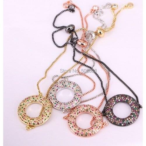 6PCS ZYZ-B5272 New Fashion charm Round Circle Bracelet For Women Bracelet & Bangle Adjustable Micro Pave CZ Jewelry Gift