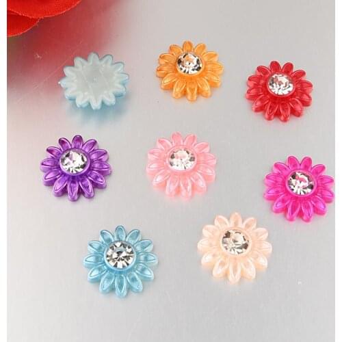 BOLIAO 20Pcs 19mm Rose Flower Shiny Resin Flat Back Rhinestone Glue on Bags/Clothes Home Accessories Decoration R359