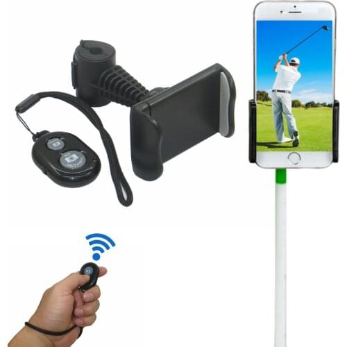Golf Recording Swing Training Selfie Phone Holder with Camera Shutter Bluetooth Remote Control for Smart Phone