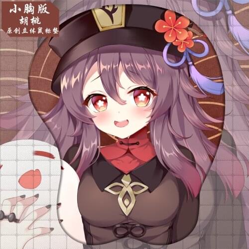 Hot Game Genshin Impact Hu Tao Cosplay Chest Gel 3D Mouse Pad Anime Gaming Mouse Mat Wrist Rest Non-slip Desk Playmat Otaku Gift