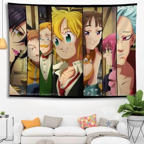 Hot Sale Custom Anime The Seven Deadly Sins Printed Tapestry Background Decorative Tapestry Various Sizes Wall Hanging Decor