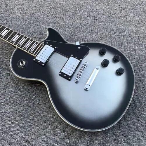 Custom Electric Guitar Black Circle Silver Color Mahogany Body Silver Hardware Free Shipping High Quality Guitarar