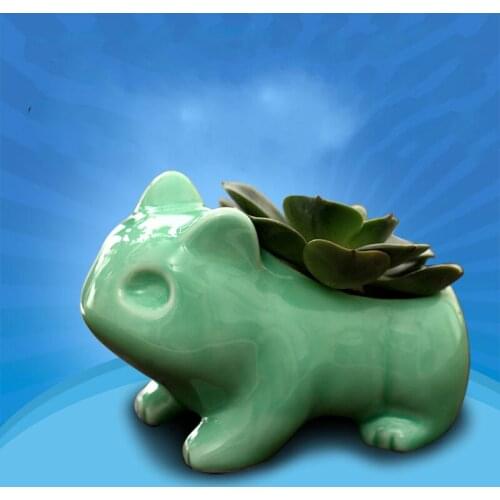 Kawaii Ceramic Flowerpot Succulent Planter Cute Green Plants Flower Pot with Hole WY80509