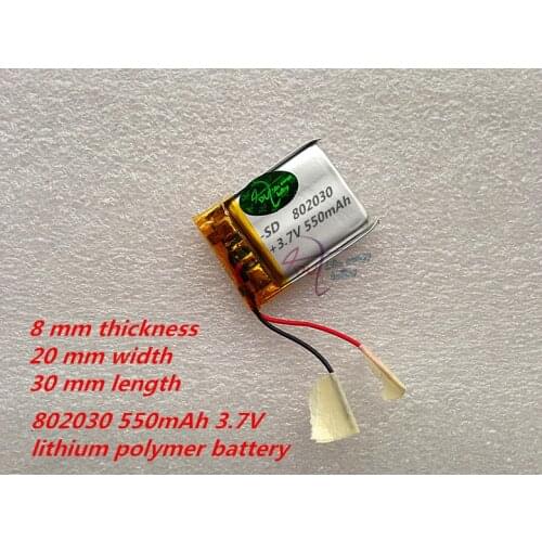 Liter energy battery 1pcs/lot 802030 550mAh 3.7V lithium polymer battery MP3 MP4 MP5 Li ion massager battery