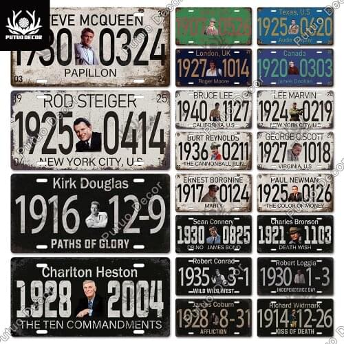 Putuo Decor Movie Star Metal Sign Vintage Tin Sign Cars Licenses Plate for Garage Cinema Home Man Cave Club Wall Art Decoration