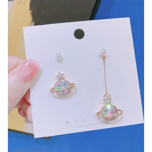 Fashion Brand Long Stud Earrings For Women Classic Round Crystal Earring Star Rhinestone Girls Jewelry Accessories